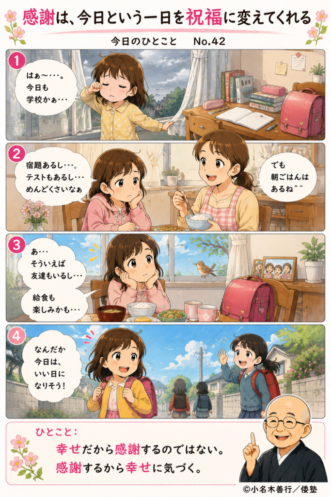 【今日のひとこと】感謝は、今日という一日を祝福に変えてくれる。