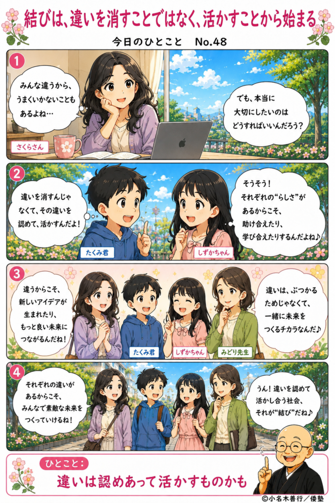 【今日のひとこと】結びは、違いを消すことではなく、活かすことから始まる。