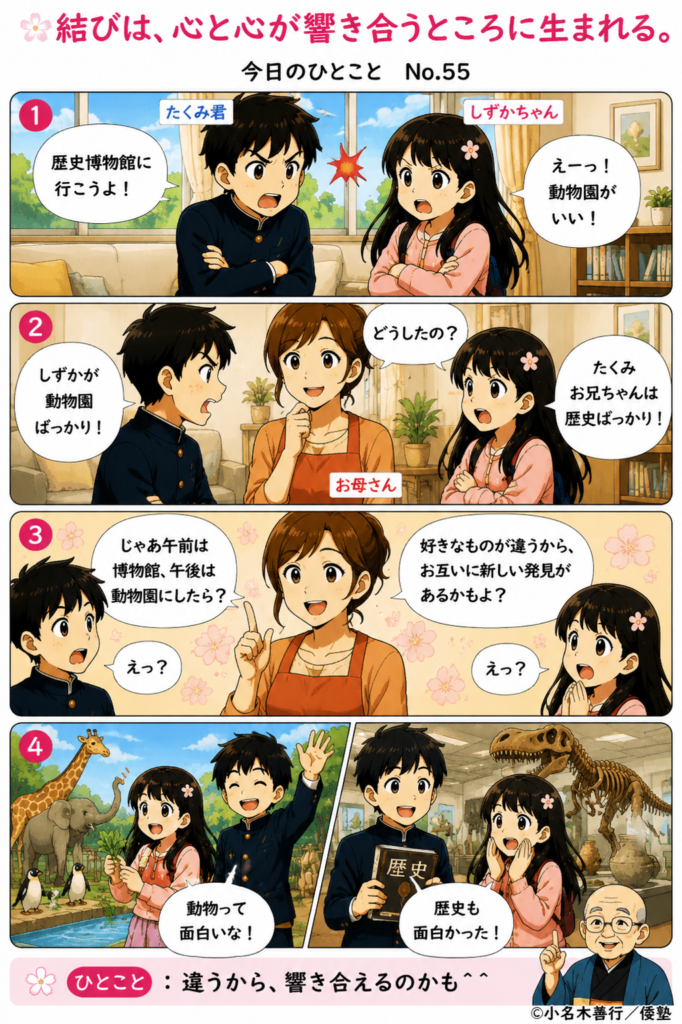 【今日のひとこと】結びは、心と心が響き合うところに生まれる。