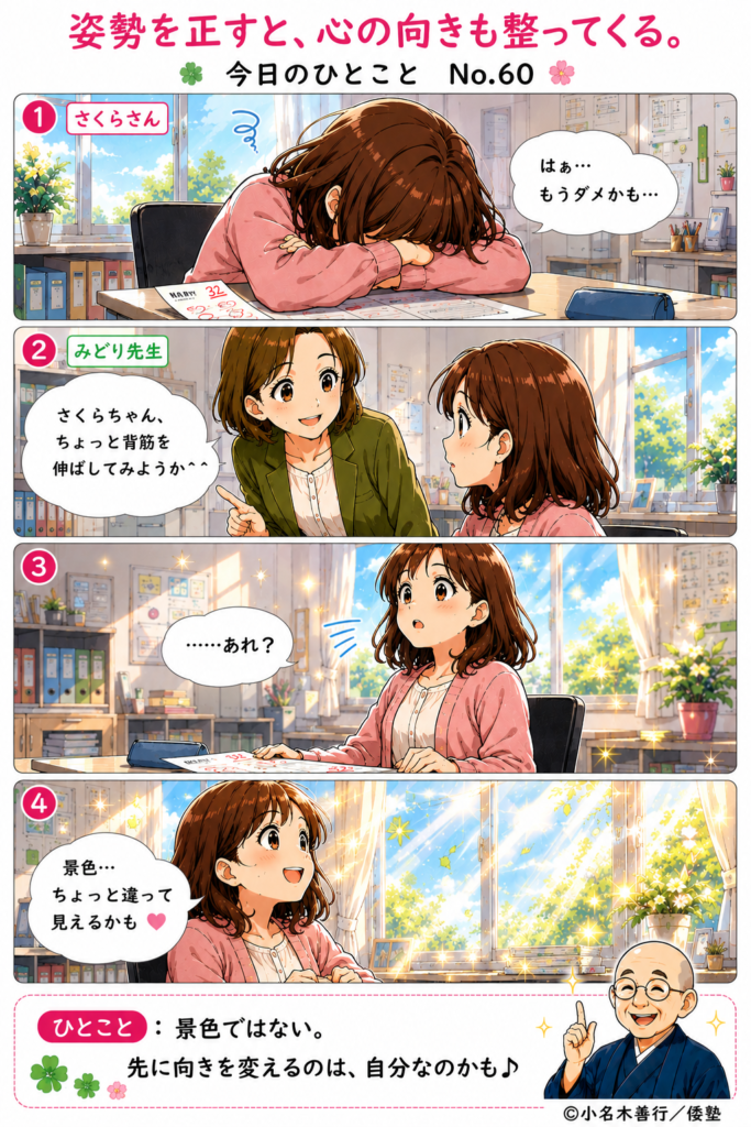 【今日のひとこと】姿勢を正すと、心の向きも整ってくる。