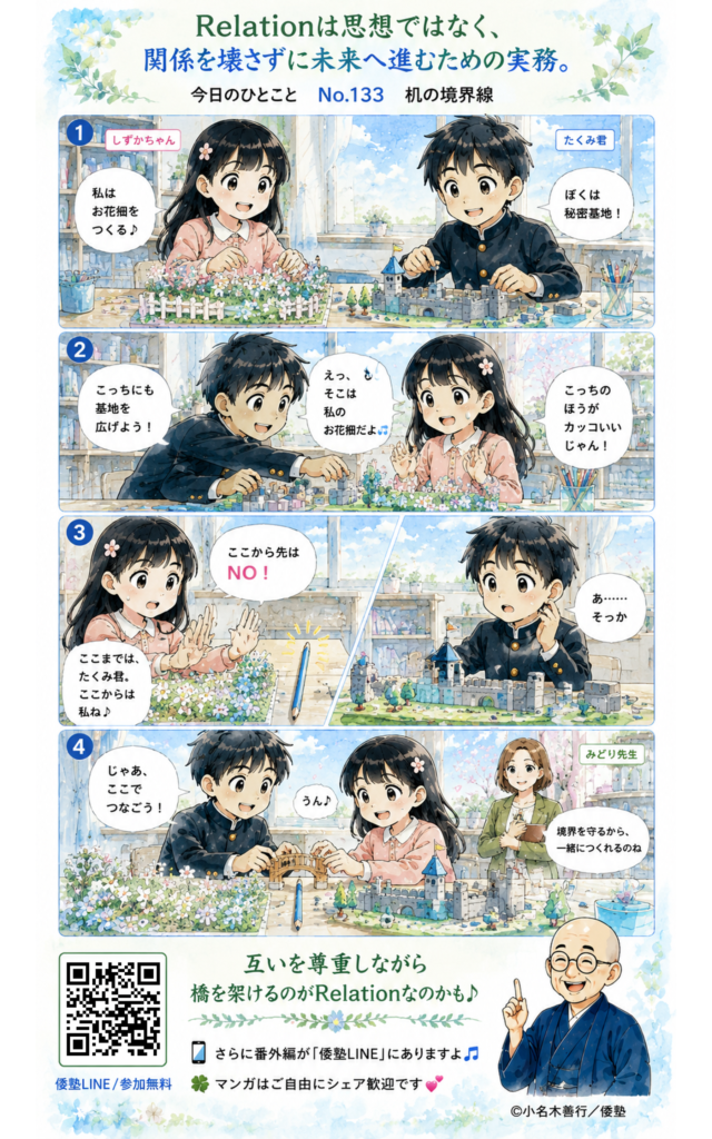 今日のひとこと・Relationは思想ではなく、関係を壊さずに未来へ進むための実務。