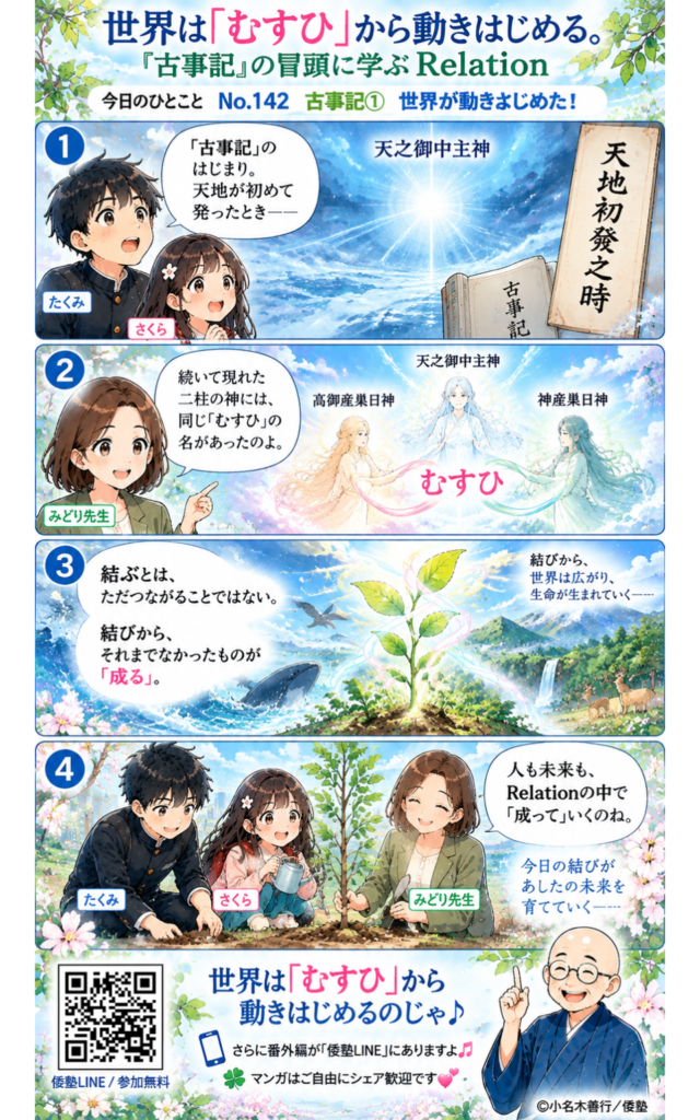 今日のひとこと・世界は「むすひ」から動きはじめる。『古事記』の冒頭に学ぶRelation